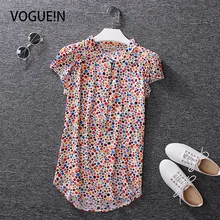VOGUE!N New Womens Casual Short sleeve Blouse Striped Floral Solid Polka Dot Shirts Comfortable Cotton Tops A 12 Colors