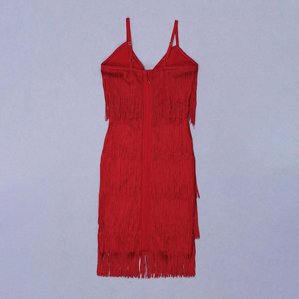 Женское летнее платье сексуальное черное красное платье с кисточками облегающее Бандажное платье дизайнерское модное вечернее платье Vestido