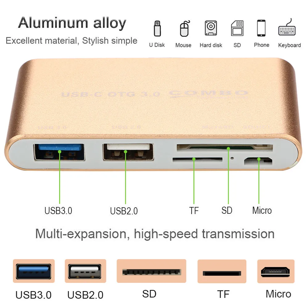 Ouhaobin Многофункциональный USB 3,0 Micro USB OTG кард-ридер алюминиевый сплав концентратор USB хабы для телефона ПК компьютер периферийные устройства