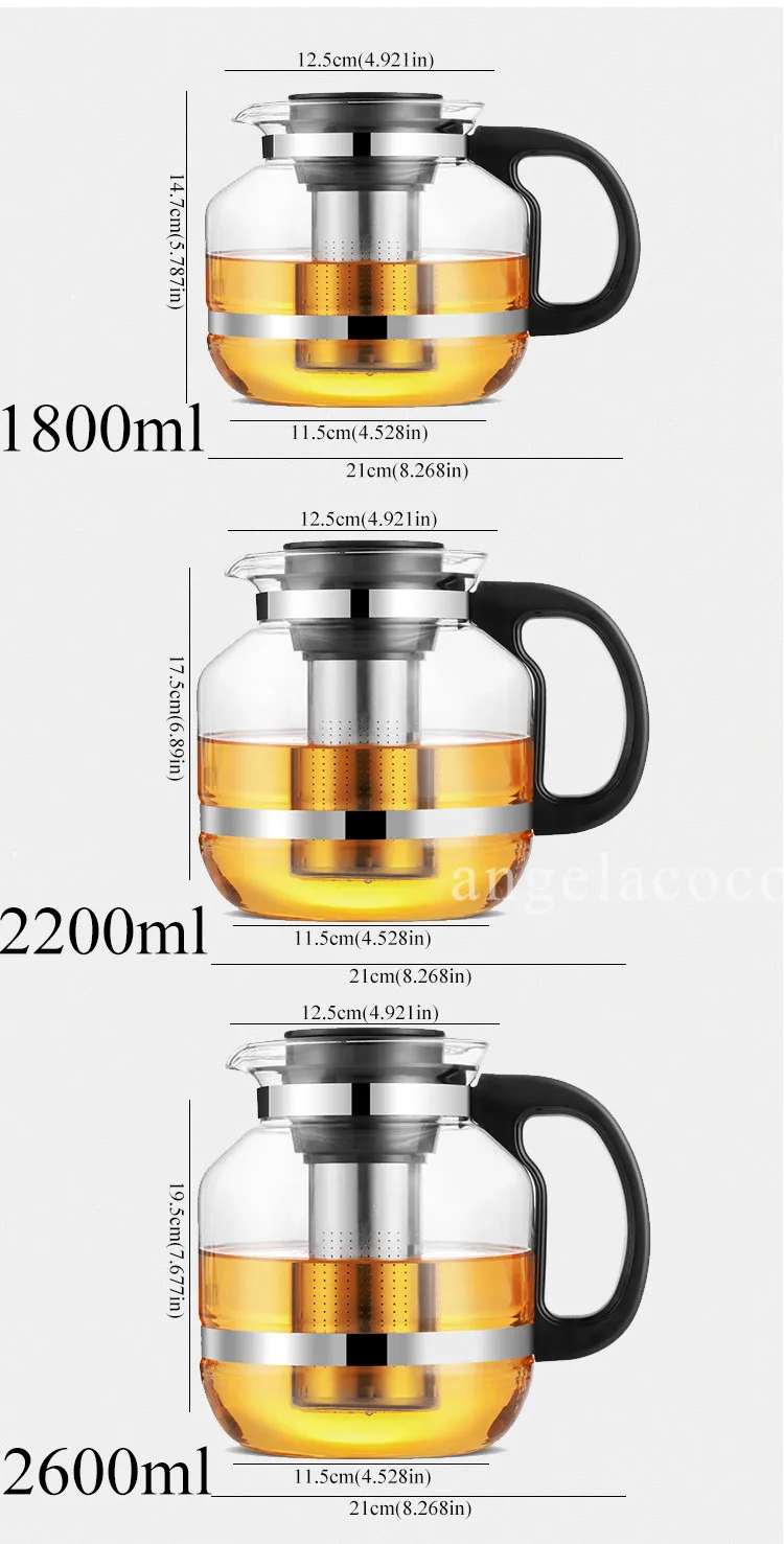 Чайник стеклянный боросиликатный большой емкости из нержавеющей стали заварочный контейнер с подогревом чайник кофе вечерние фильтр для чайника корзины