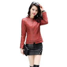 2017 New Women Faux Leather Biker Jackets Zipper Slim Short leather Jackets And Coats Big Size 5XL Female Outwear Women Clothing