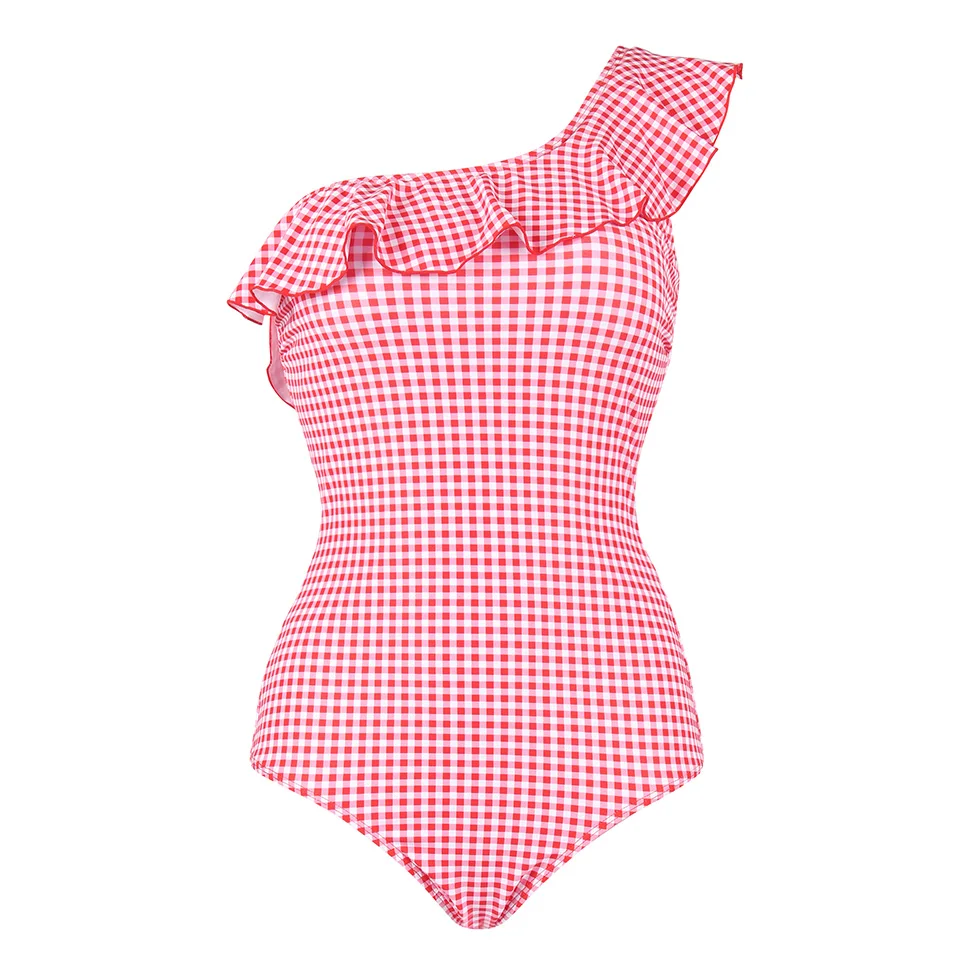 Billige TQSKK 2019 Falbala Bademode Frauen Rüsche Einteilige Badeanzüge Weiblichen Badeanzug Sommer Strand Tragen gitter Badeanzug Monokini