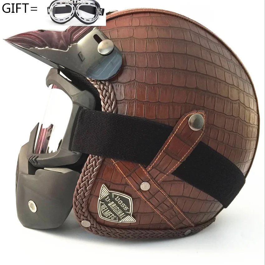 Black Adult Free shipping! PU Leather Motorcycle Helmets Bike Bicycle
