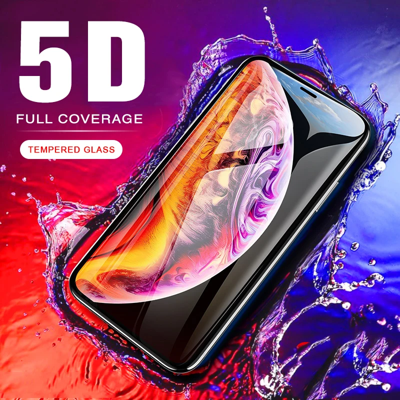5D Tempered Glass On The For iPhone XS Max XR Full Cover Screen Protector For iPhone 7 Plus