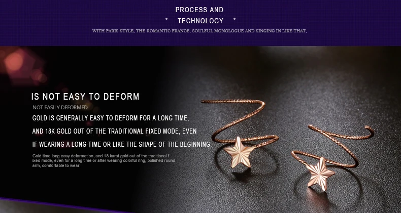 18k Pure Gold Stud Earring Exquisite Elegant Women Jewelry Rose Yellow White Star Miss Girl Gift For Birthday Hot Sale Good New