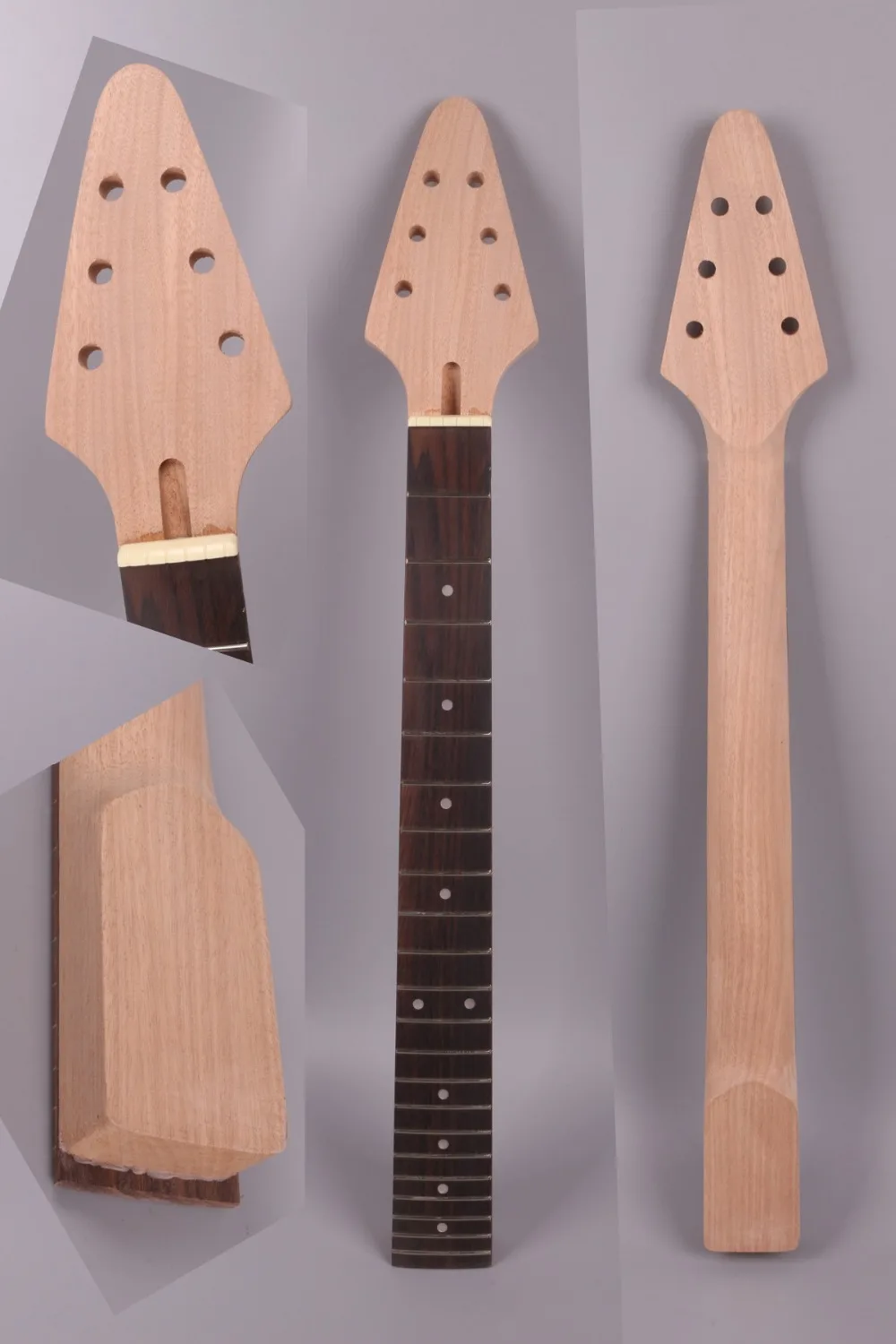 Yinfente Electric Guitar Neck Replacement Unfinished 22 fret 24.75 inch Maple Fretboard Bird Inlay 24.75 