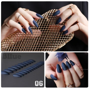 

New fashion Dark blue mountain peak personality Designs Matte False nails 24pcs Full Nail Tips Girls decorating Artificial nails