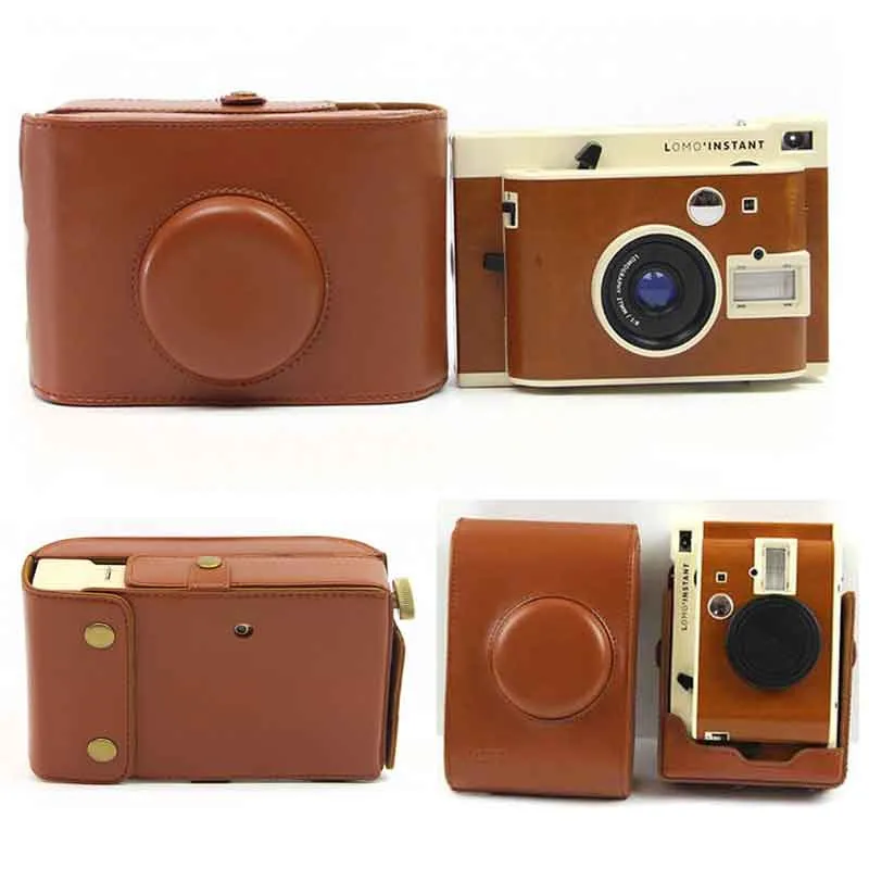 

Retro Brown Color PU Leather Camera Bag Case For Lomo INSTANT Sanremo with Shoulder Strap Protective Camera Cover