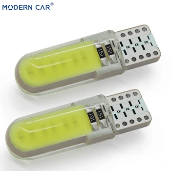 

MODERN CAR 2pcs T10 W5W Silicone 12 Chips COB LED Car Wedge Interior Dome Reading Light Auto Parking Bulbs Turn Side Signal Lamp