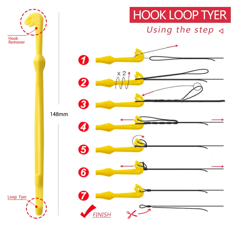 

DONQL Fishing Tackle Knot Tying Tool Kit Loop Tier Fishing Hook Remover Disgorger Unhook Extractor Knot Picker Needle Hook Tier