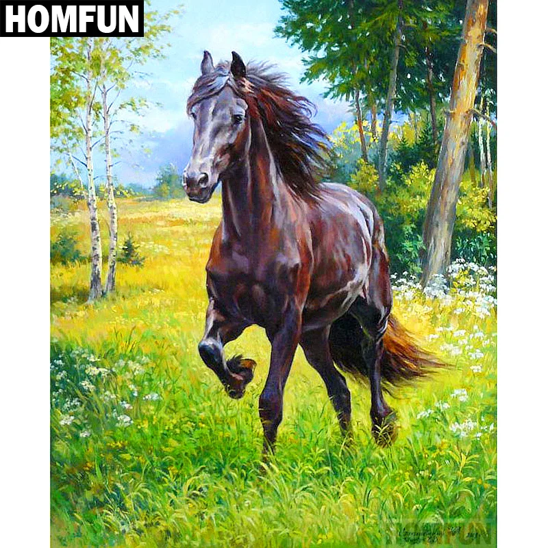 Алмазная живопись HOMFUN A00517 Лошадь картина с полными квадратными/круглыми