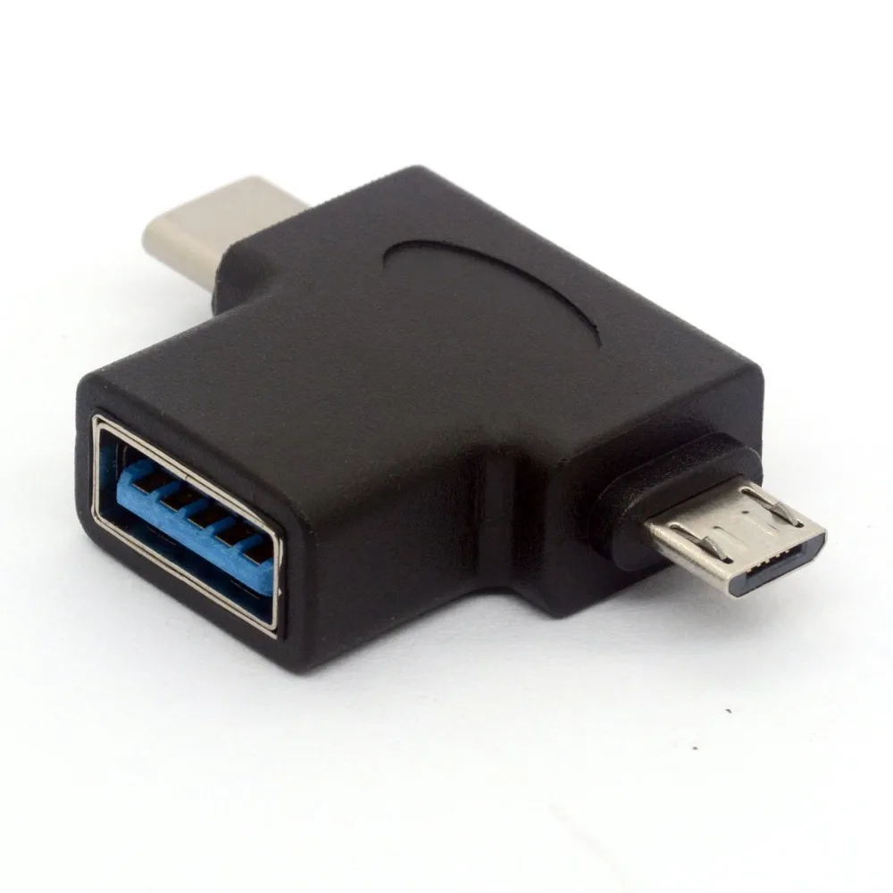 IG-USB 3,0 женщина к Micro-USB 5 булавки мужской и Тип C(USB C) Мужской разъем адаптера 2 в 1 USB T Форма OTG конвертер