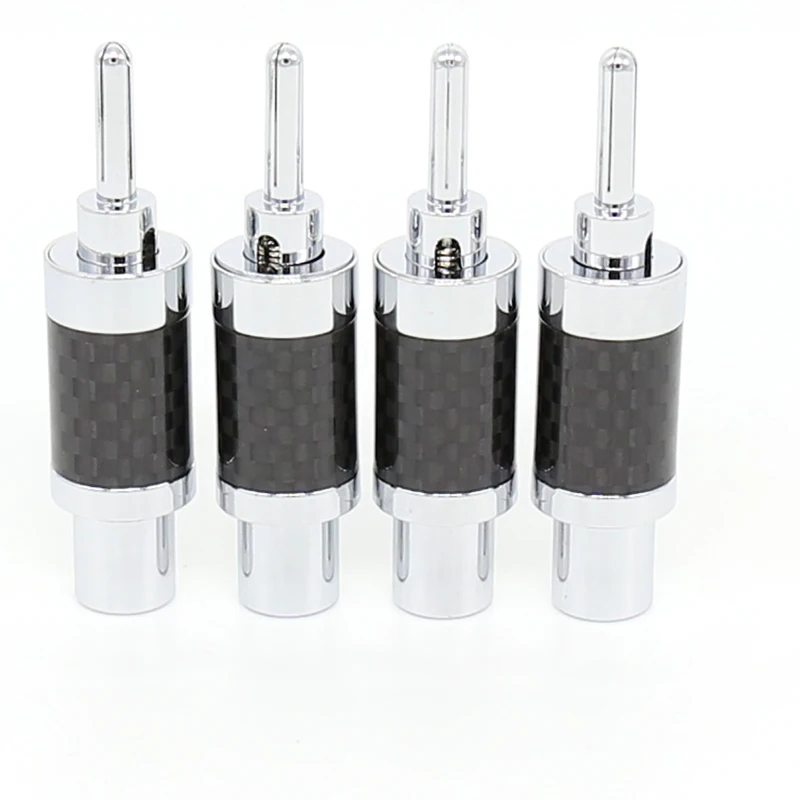 

Free shipping 4pcs auido amplifier Carbon Fiber Rhodium tellurium speaker Banana connectors plug