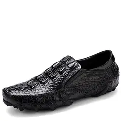 2019 известный бренд мужские лоферы Мокасины слипоны натуральная кожа повседневная обувь коровья кожа крокодил узор обувь для вождения