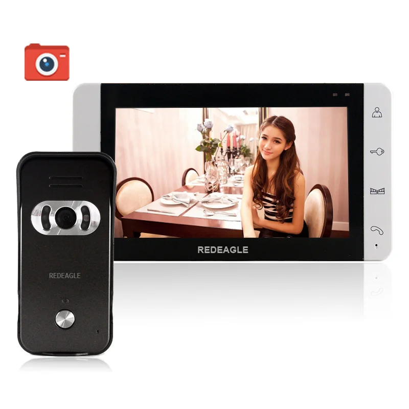 REDEAGLE Wired Video Door Phone Recording intercom System with 7 inch Touch Key Monitor and 700TVL 940nm IR Night Vision Camera