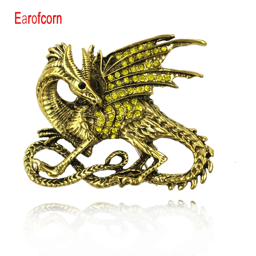 

Earofcorn 2 Colors Fashion Retro Domineering Flying Dragon Brooches Exaggerated Animal Men's Accessories gifts for men