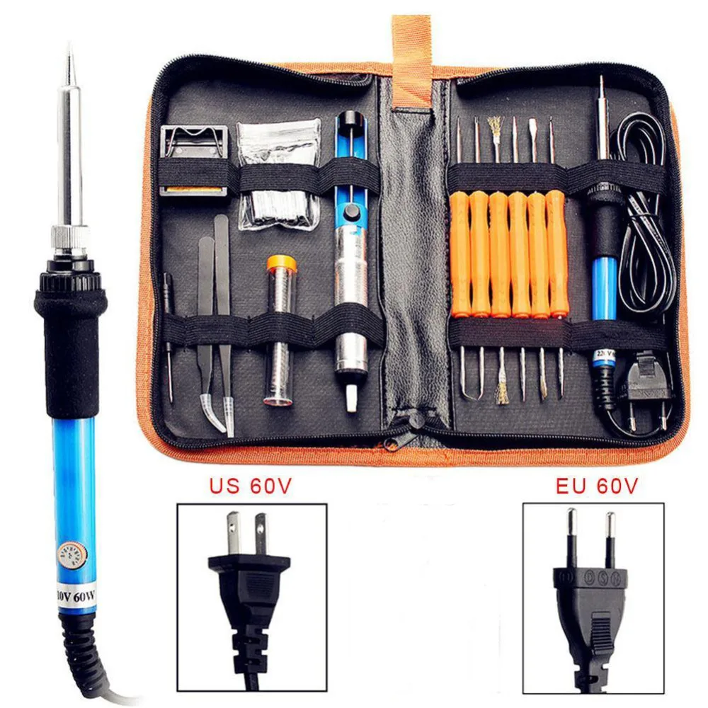 Оригинальный 60 Вт 110 В/220 В Регулируемый Электрический температурный сварочный паяльник набор инструментов с 5 шт. паяльник советы