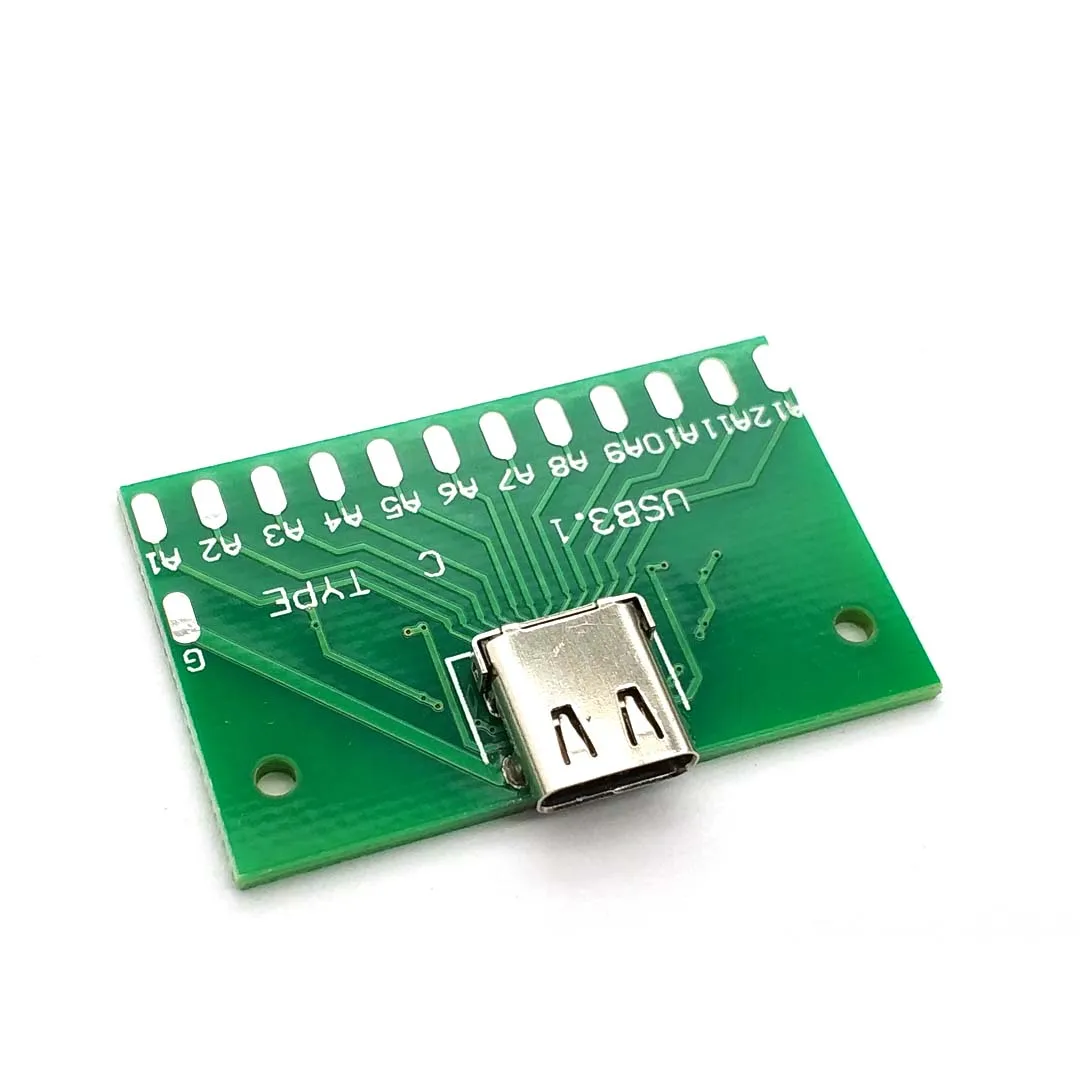 

USB 3.1 Type-C Connector 24P 24Pin Female Socket PCB Adapter Welding test Circuirt Board
