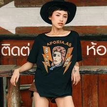 Весенне-летняя Женская свободная футболка с круглым вырезом и коротким рукавом, с разрезом по бокам, хлопковая черная футболка