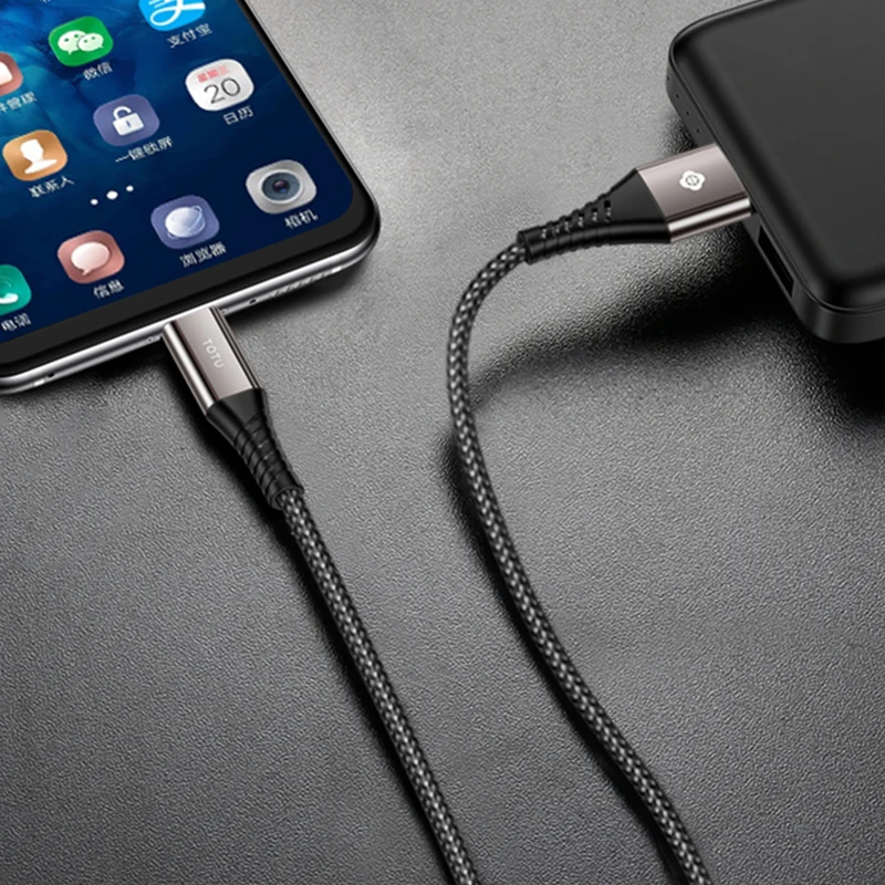 Кабель Micro USB TOTU для быстрой зарядки и передачи данных, зарядный кабель Microusb для samsung, Xiaomi, Redmi, Android, кабель для мобильного телефона - Цвет: Black Grey