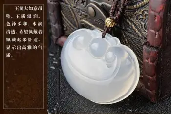 

Unique Beautiful Natural White Ice Chalcedony Hand-carved Ruyi Pendant Necklace Wholesale
