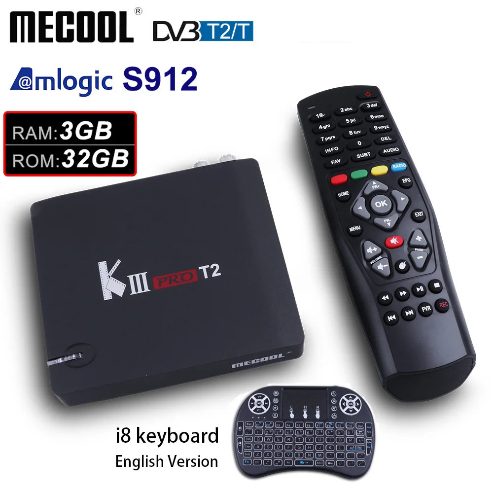 MECOOL KIII PRO DVB-T2 Android 7,1 ТВ коробка 3 GB 32 GB Встроенная память Amlogic S912 Octa Core 2,4 г/5G Wi-Fi 4 K Media Player Smart Android ТВ коробка