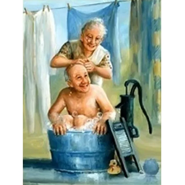 

5D Diy Diamond Painting Cross Stitch Mutual Help Elderly Couple Needlework Diamond Embroidery Full Round Mosaic Decoration Resin