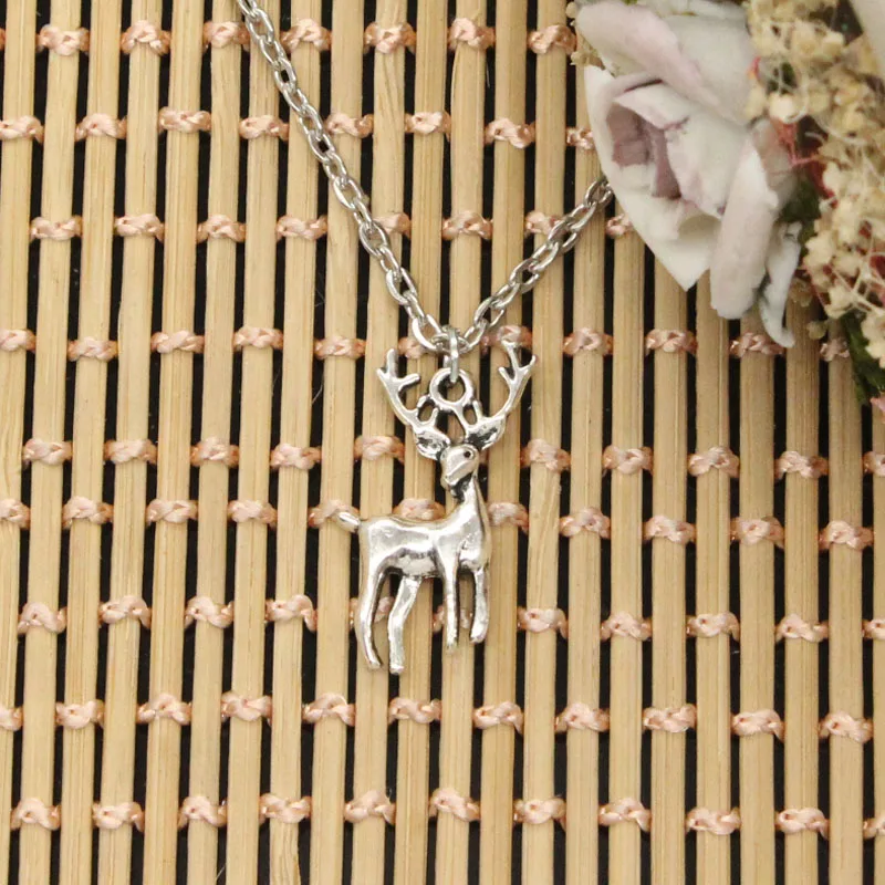 New Fashion Tibetan Silver Pendant Christmas deer sika Choker Charm Short Long DIY Necklace Factory Price Handmade jewelry - Окраска металла: cross chain