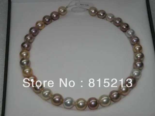 

ddh001471 SUPER LUSTROUS! Natural golden Multi AA++++13mm round nuclear pearls necklace