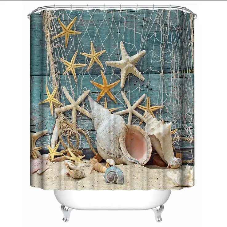 1pcs Marine Life Waterproof Shower Curtain Turtle Bathroom Decor