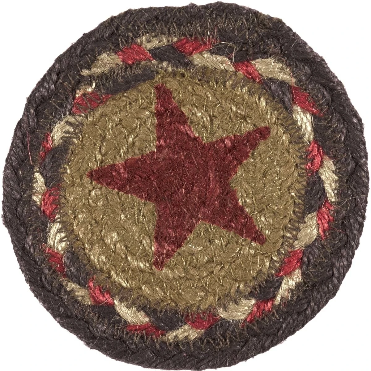 Primitive Tabletop & Kitchen Landon Stencil Stars Tan Jute Coaster Set of 6 (1)
