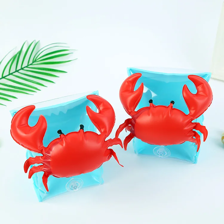 Милые детские кольца с изображением фламинго, надувные нарукавники с рисунком ананаса, аксессуары для плавания для мальчиков и девочек - Цвет: crab