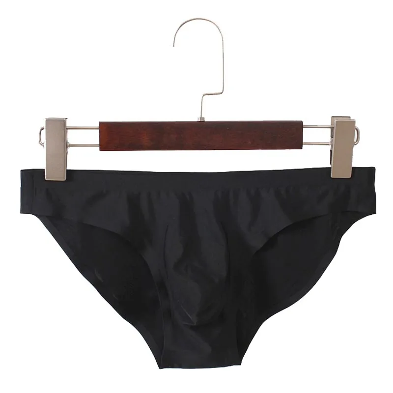 

Mens Soft Seamless Skinny Smooth Ice Silk Bulge Pouch Briefs Man Low Waist Sexy Comfy Breathable Underwear Underpants
