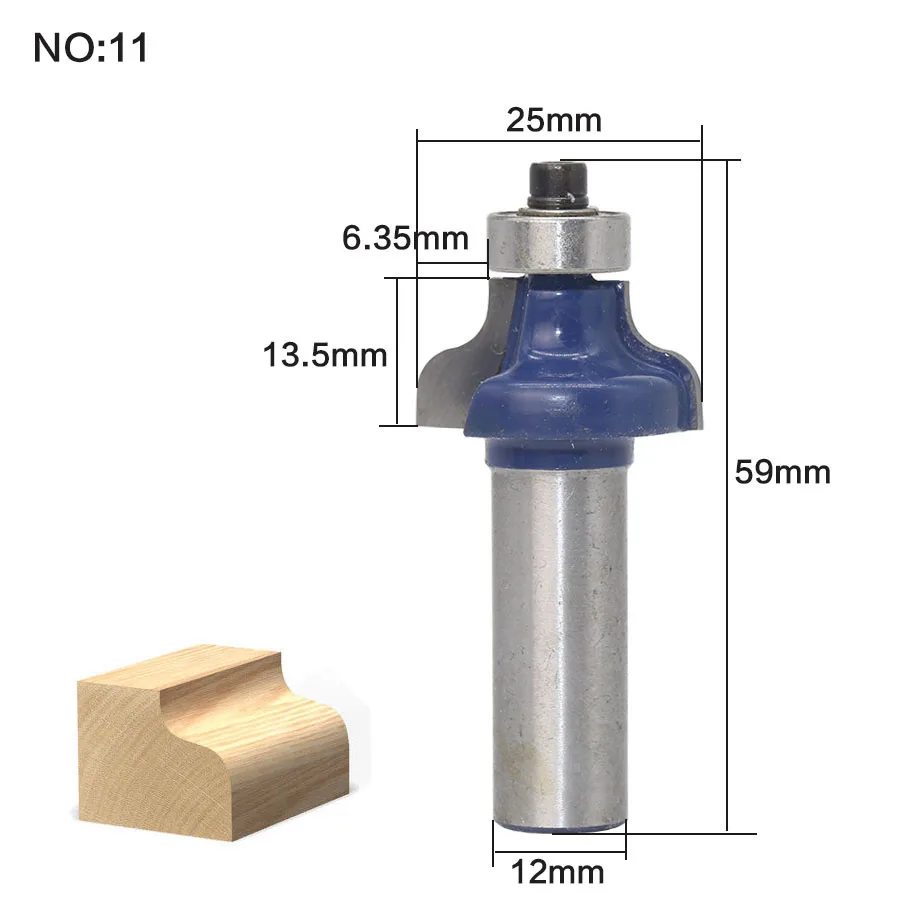 1 шт. 12 мм хвостовик 1/" Радиус Круглый над бисером окантовка формирования древесины фрезы карбида вольфрама фрезы для дерева Деревообрабатывающие инструменты - Длина режущей кромки: NO 11