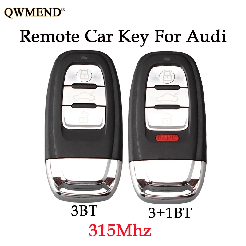 QWMEND 3/4 Buttons Car Smart Remote Key For For AUDI A3 A4 A5 A6 A8 Quattro Q5 Q7 A6 A8 315Mhz