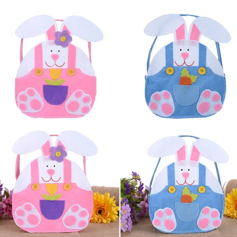 10pcs New Easter Bunny Ear Bags Rabbit Candy Bag Easter Baskets For