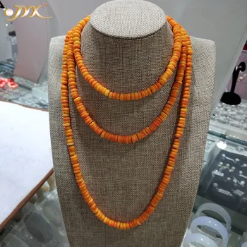 

JYX Gemstone 7.5*3.5mm Orange Irregular Coral Beads Long Necklace for Women Girl Party Gifts 56"
