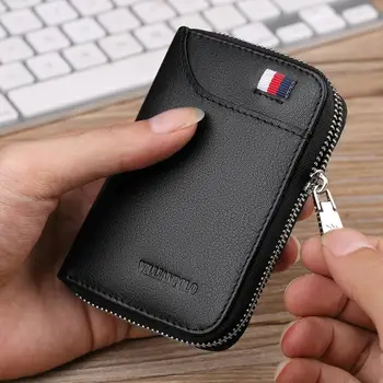 

WILLIAMPOLO Mens Wallet Accordion Credit Card Holder Genuine Leather Multi Card Case Organizer Coin Purse Short Zip Around