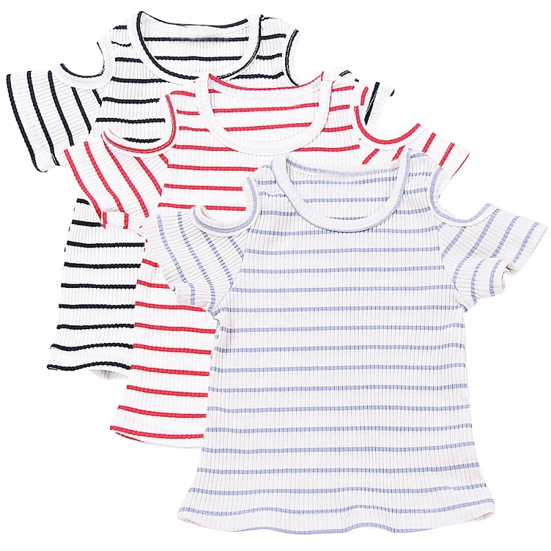 

Newborns Toddlers Baby Girls Off Shoulder T-shirt Striped Shirt Summer Casual Girls T-shirt Tops