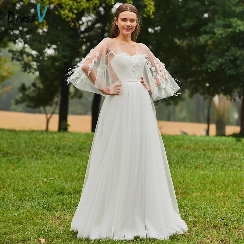 short lace v neck wedding dress
