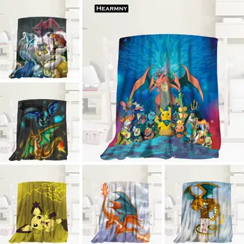 

Custom Pokemon Blanket TR/ Flannel Fleece Fabric Blanket New Year Decoration Comfortable Warm Super Soft Bedroom