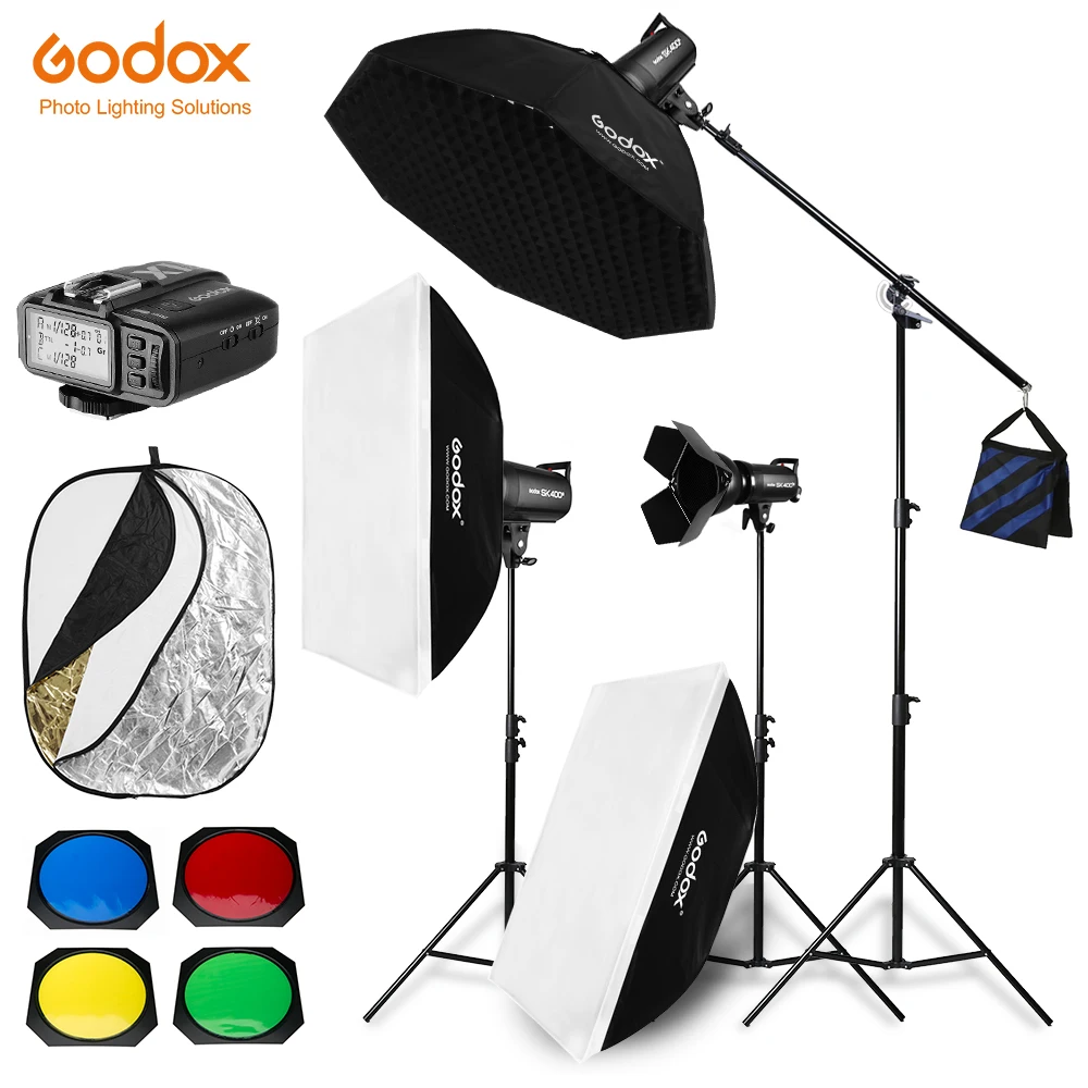 

Free DHL 1200W Godox SK400 II 3x 400W Photo Studio Flash Lighting,Softbox,Light Stand, Studio Boom Arm Top Light Stand