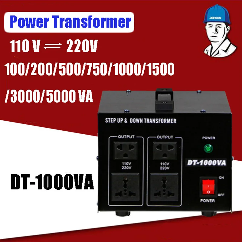 

1000W Household Power Transformers Heavy Duty Voltage Regulator Converter Power Transformer 220V auf 110V Converter DT-1000VA