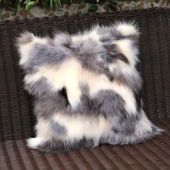 

CX-D-33G Long Hair Room Fashion Genuine Fox Fur Patchwork Pillowcases for Fashion