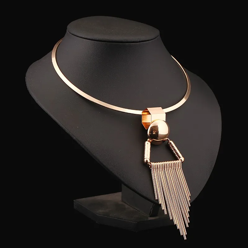 Очаровательное колье, ожерелье s Femme Bijoux, металлическая Длинная кисточка, массивный нагрудник, ожерелье, модное ювелирное изделие для женщин, аксессуары