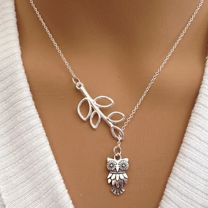 Beautiful Lariat Style Leaf and Owl Necklace !!! (2)