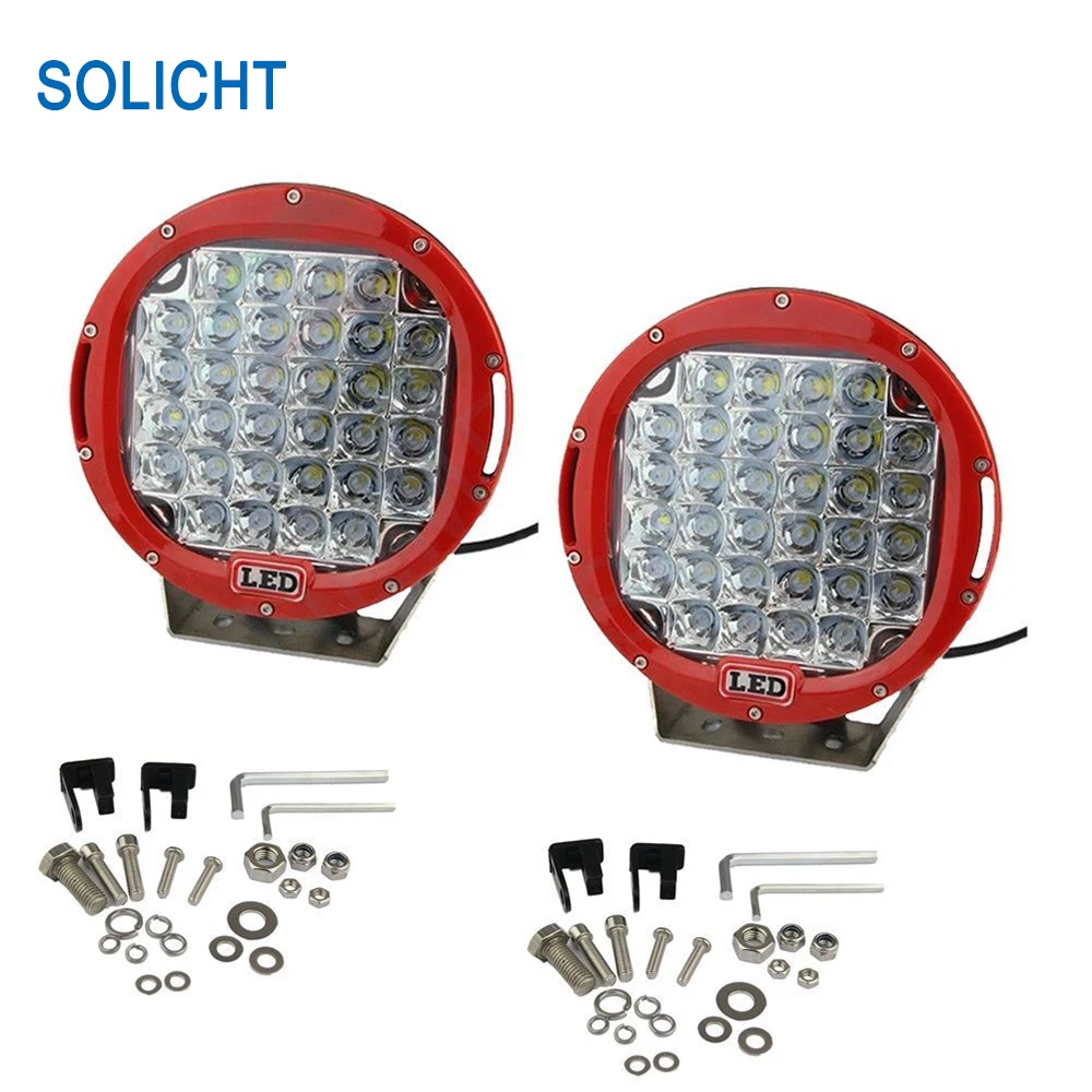 SOLICHT 2pcs 185W 9inch Red Round Led Driving Light 9" Led Off Road