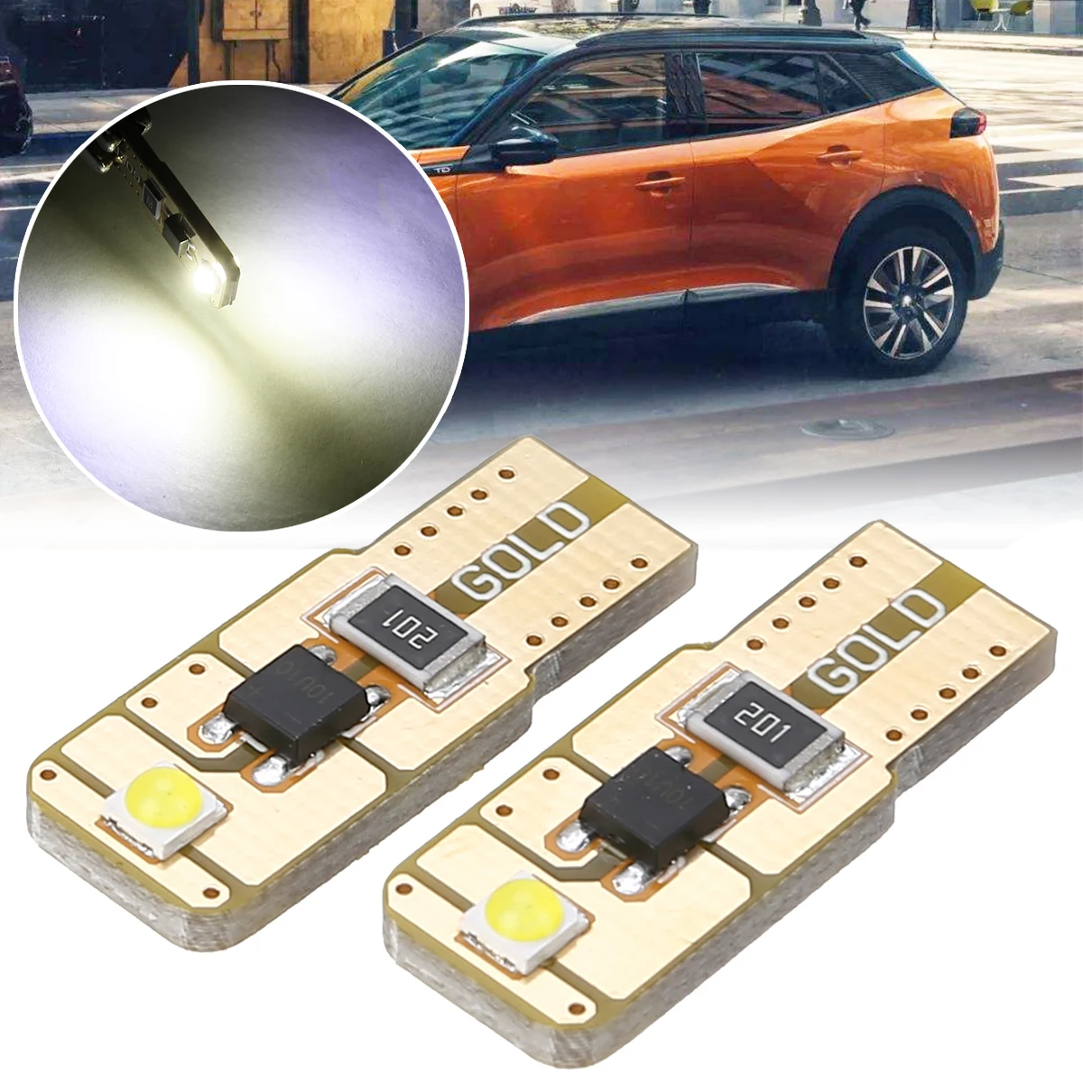 

2Pcs New T10 W5W WY5W 501 2825 168 Chips LED Car Lights Auto Marker Lamp Wedge Tail Side Bulb White