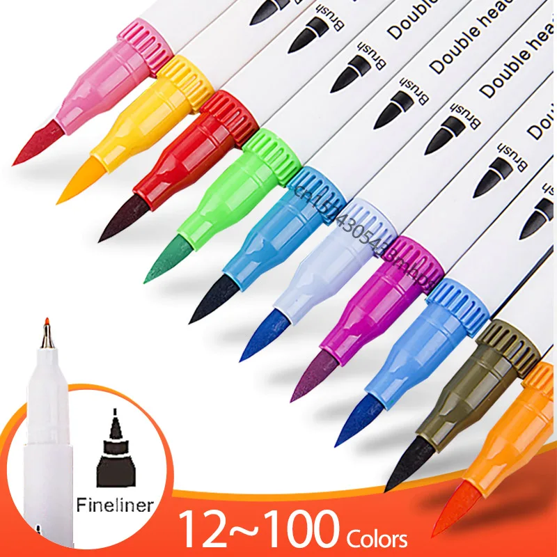 

Climemo Markers Pen. Colorful Brush Pen. 12/24/36/48/80/100 Colors/Box Double Heads Stationary For Copic School Art Supplies