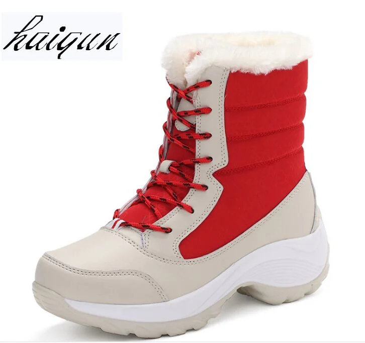 

Women Boots Warm Fur Winter Boots Fashion Women Shoes Lace Up Platform Ankle Boots Waterproof Snow Boots Non-slip Ladies Shoes